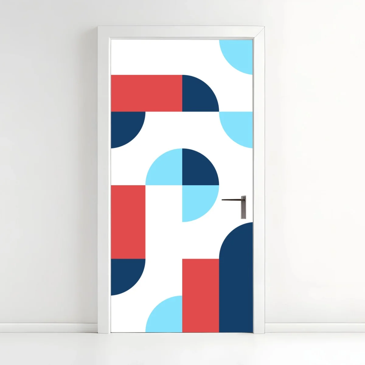 Door sticker bold geometric pattern in navy and coral ⁕ Wallissimo® Door sticker bold geometric pattern in navy and coral ⁕ Wallissimo®