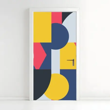Door sticker vibrant geometric composition • Wallissimo®