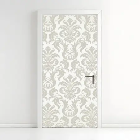 Door sticker elegant beige damask pattern • Wallissimo®