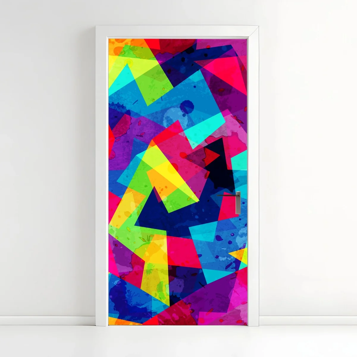 Door sticker vibrant geometric watercolor collage • Wallissimo® Door sticker vibrant geometric watercolor collage • Wallissimo®