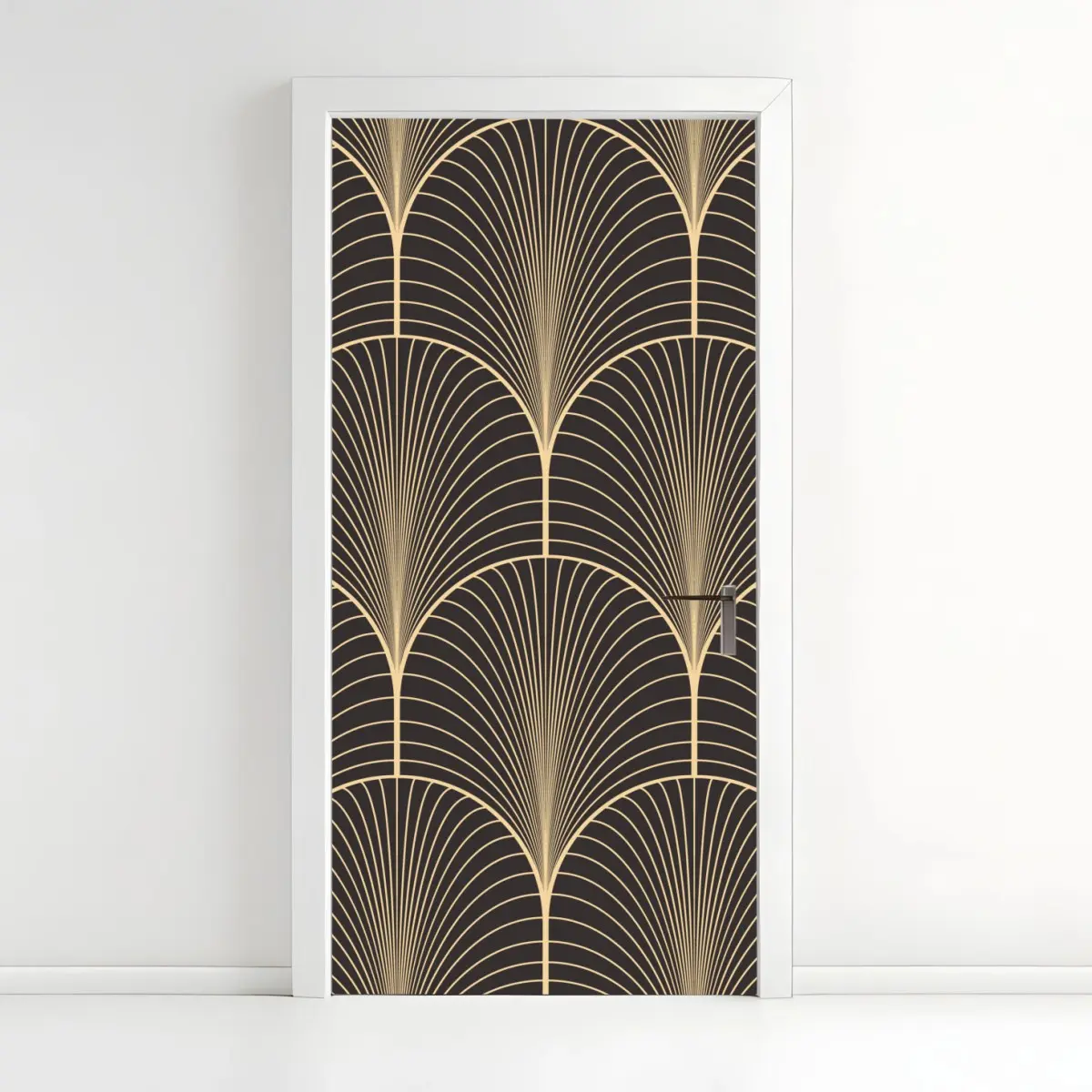 Door sticker art deco gold fan pattern • Wallissimo® Door sticker art deco gold fan pattern • Wallissimo®