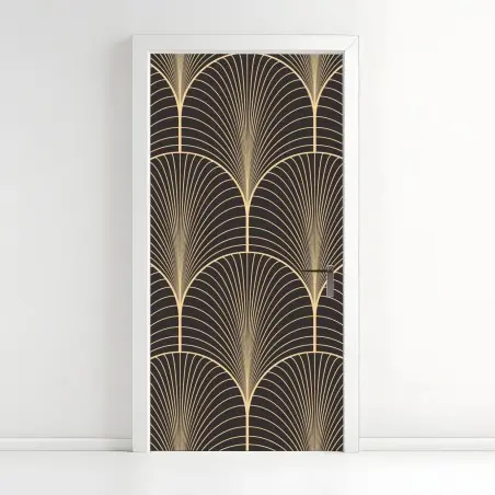 Door sticker art deco gold fan pattern • Wallissimo®