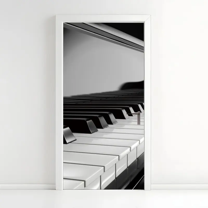 Door sticker elegant monochrome piano keys