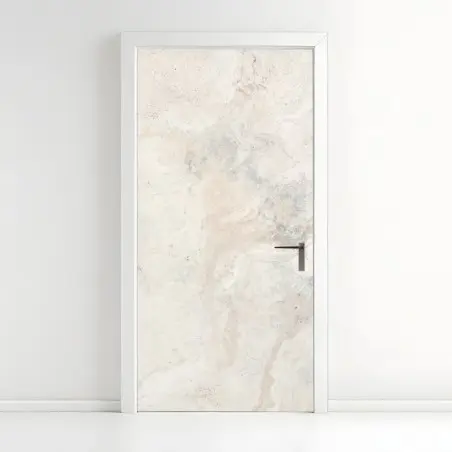 Door sticker soft beige marble texture • Wallissimo®