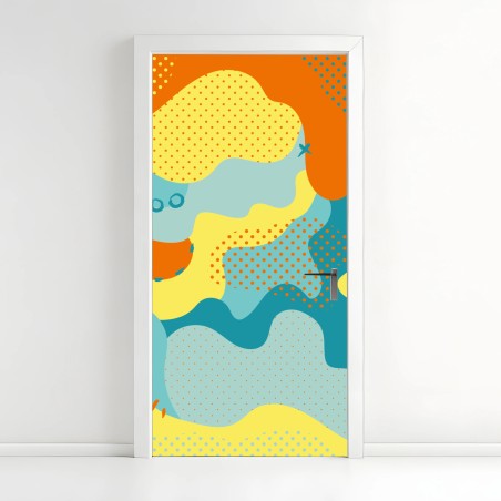 Door sticker vibrant abstract pop-art composition • Wallissimo®