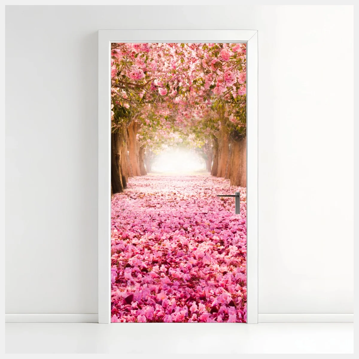 Door sticker pink blossom pathway under cherry trees ⁕ Wallissimo® Door sticker pink blossom pathway under cherry trees ⁕ Wallissimo®