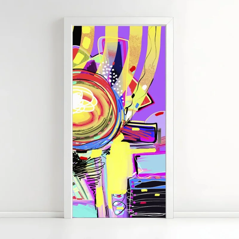 Door sticker vibrant purple abstract composition