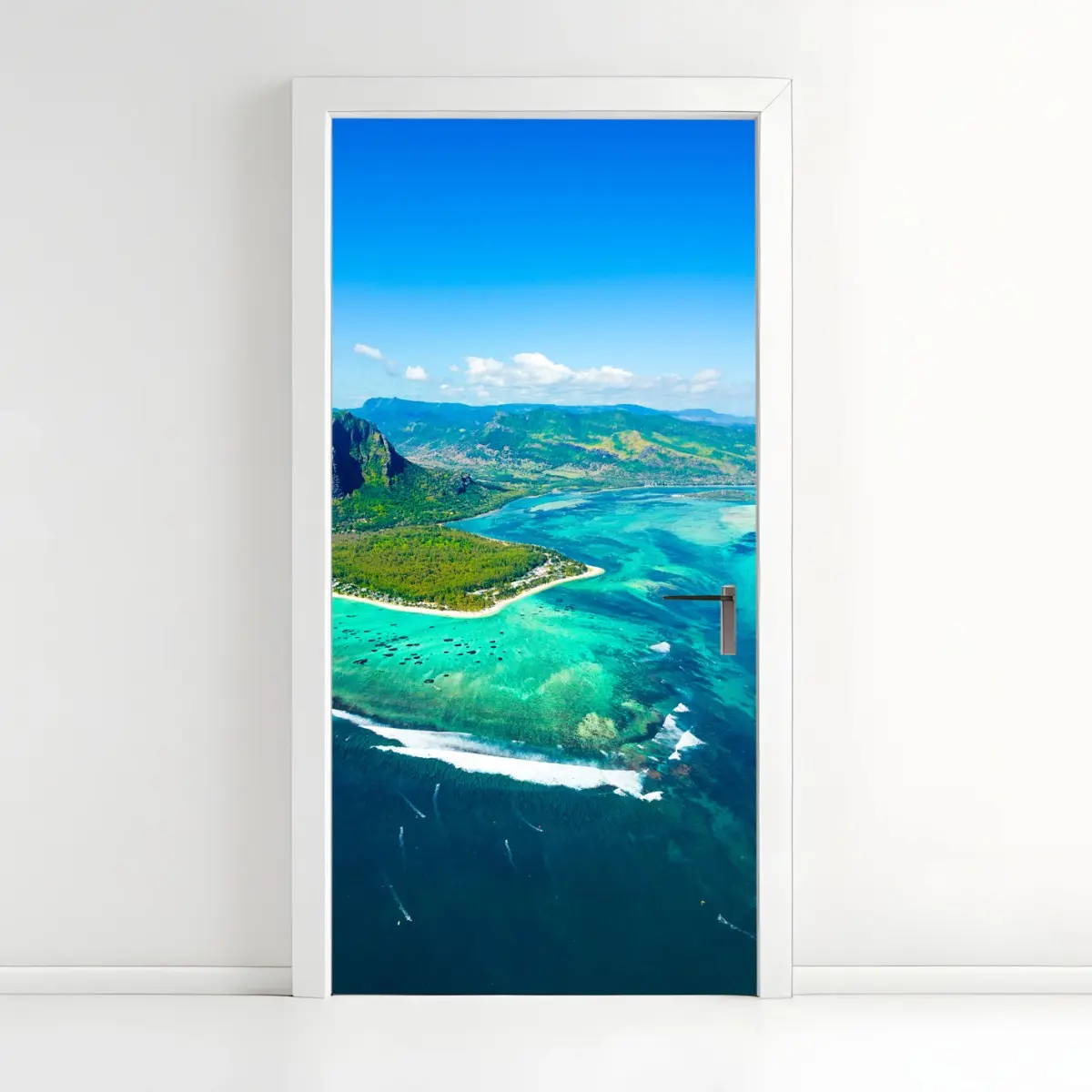 Door sticker Le Morne turquoise lagoon panorama ⁕ Wallissimo® Door sticker Le Morne turquoise lagoon panorama ⁕ Wallissimo®