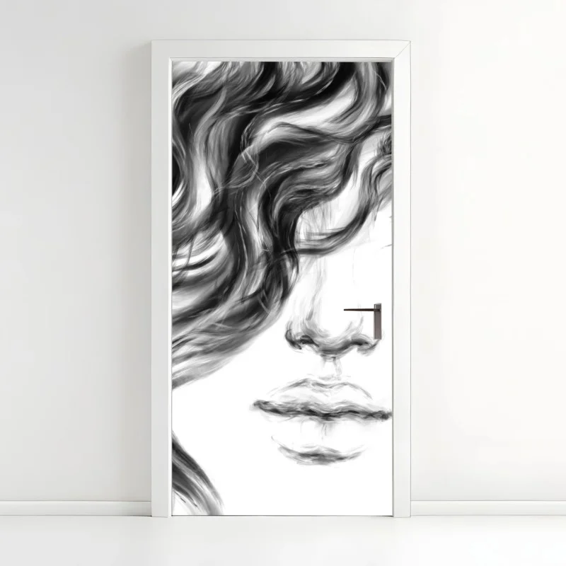 Door sticker ethereal monochrome portrait