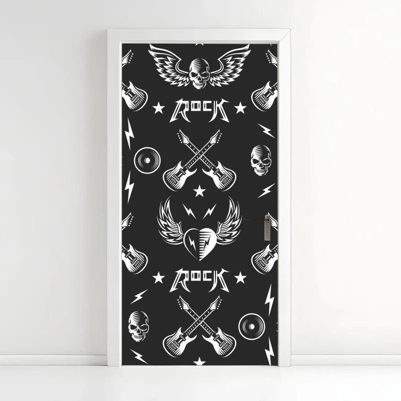 Door sticker rock icons seamless pattern