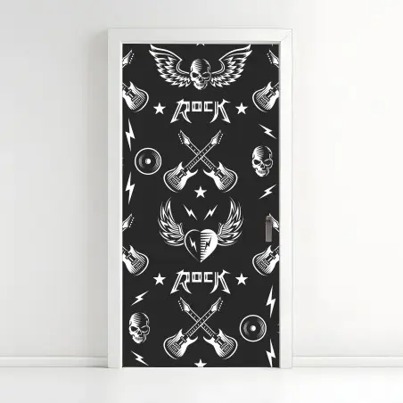 Door sticker rock icons seamless pattern • Wallissimo®