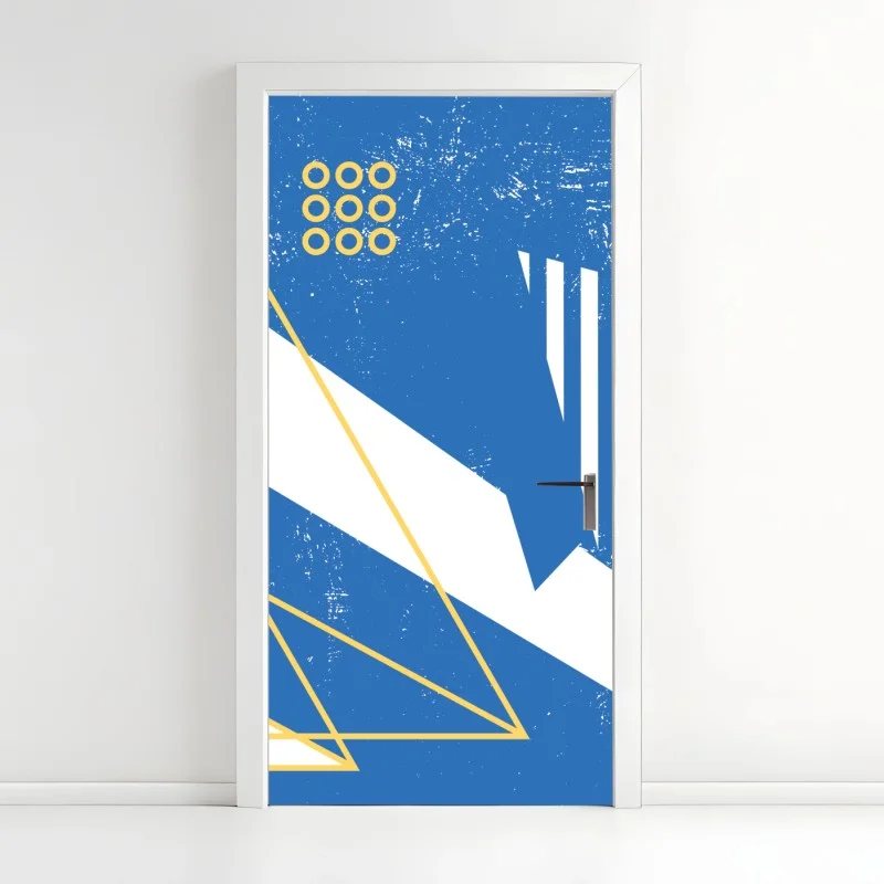 Door sticker blue geometric abstract composition