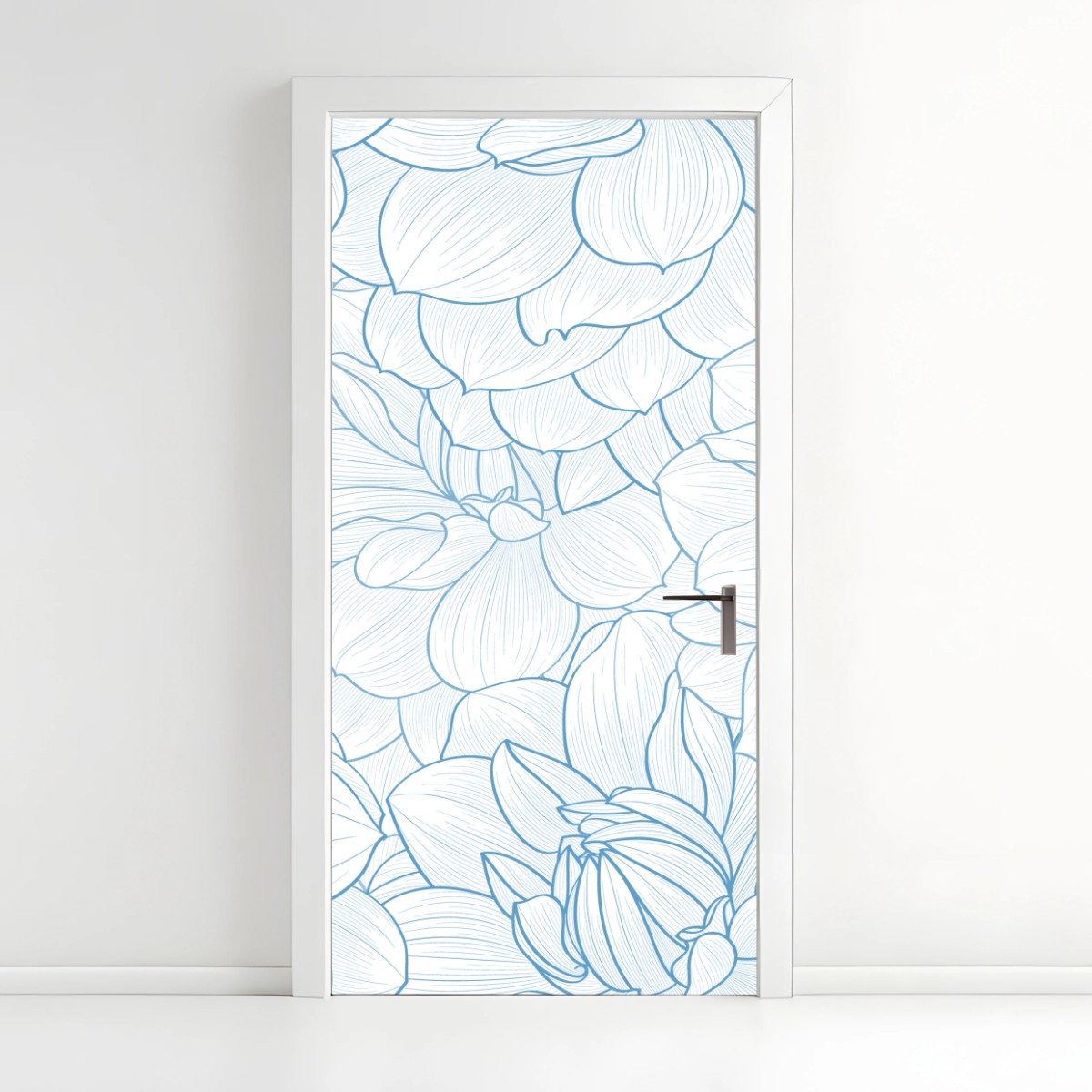 Door sticker delicate blue floral pattern • Wallissimo® Door sticker delicate blue floral pattern • Wallissimo®