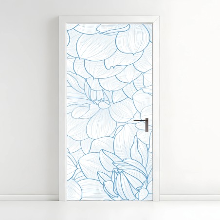 Door sticker delicate blue floral pattern • Wallissimo®