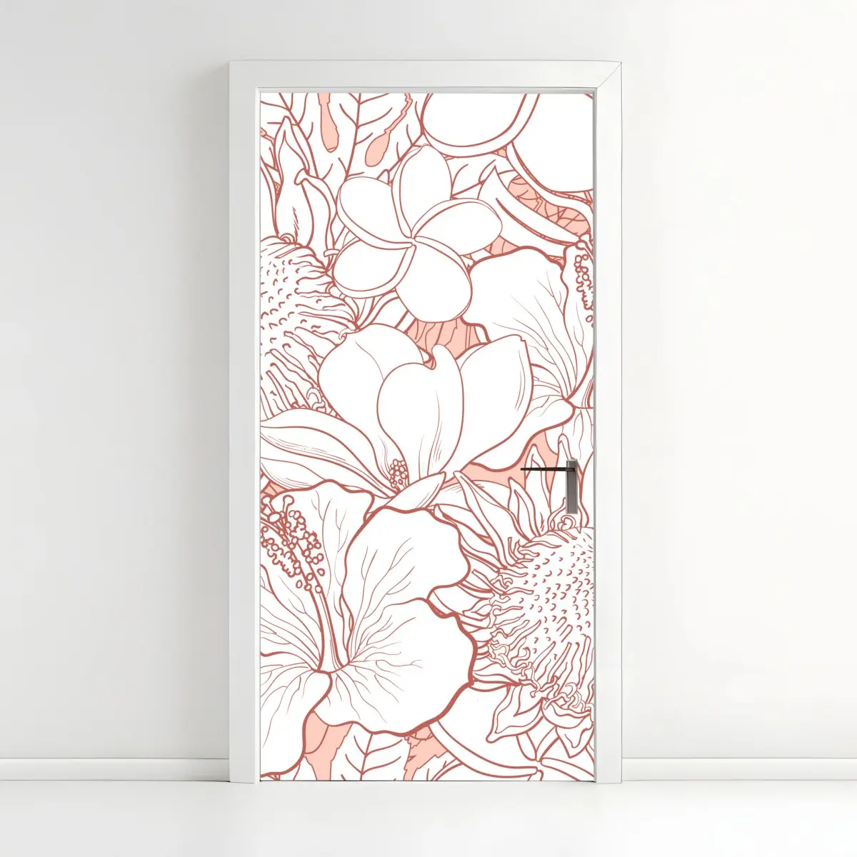 Door sticker delicate coral floral pattern • Wallissimo® Door sticker delicate coral floral pattern • Wallissimo®
