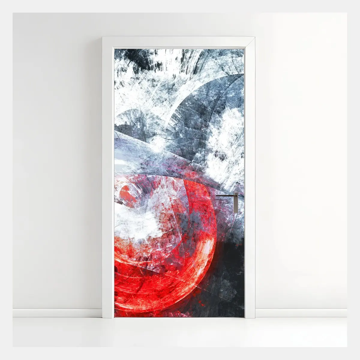 Door sticker dynamic red and white abstract motion • Wallissimo® Door sticker dynamic red and white abstract motion • Wallissimo®