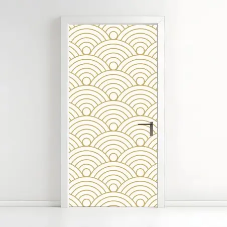 Door sticker gold seigaiha wave pattern • Wallissimo®
