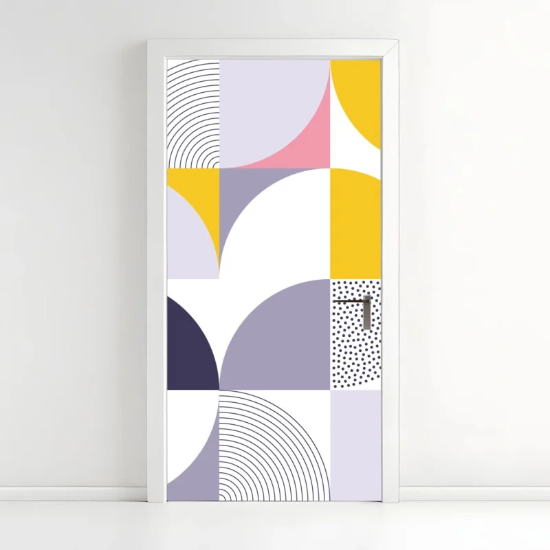 Door sticker pastel geometric pattern with semicircles