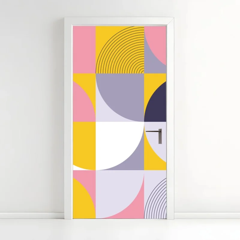 Door sticker playful geometric pastel pattern