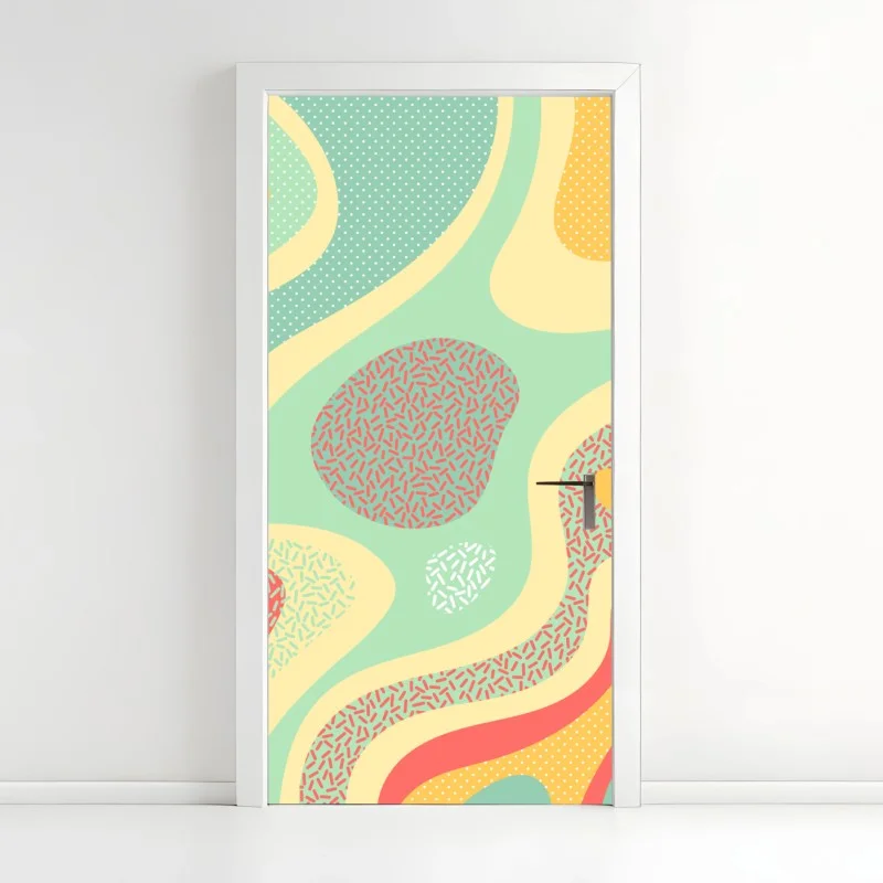 Door sticker pastel organic abstract pattern