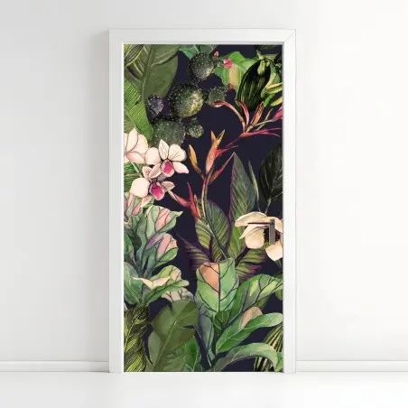 Door sticker tropical watercolor botanical pattern • Wallissimo®