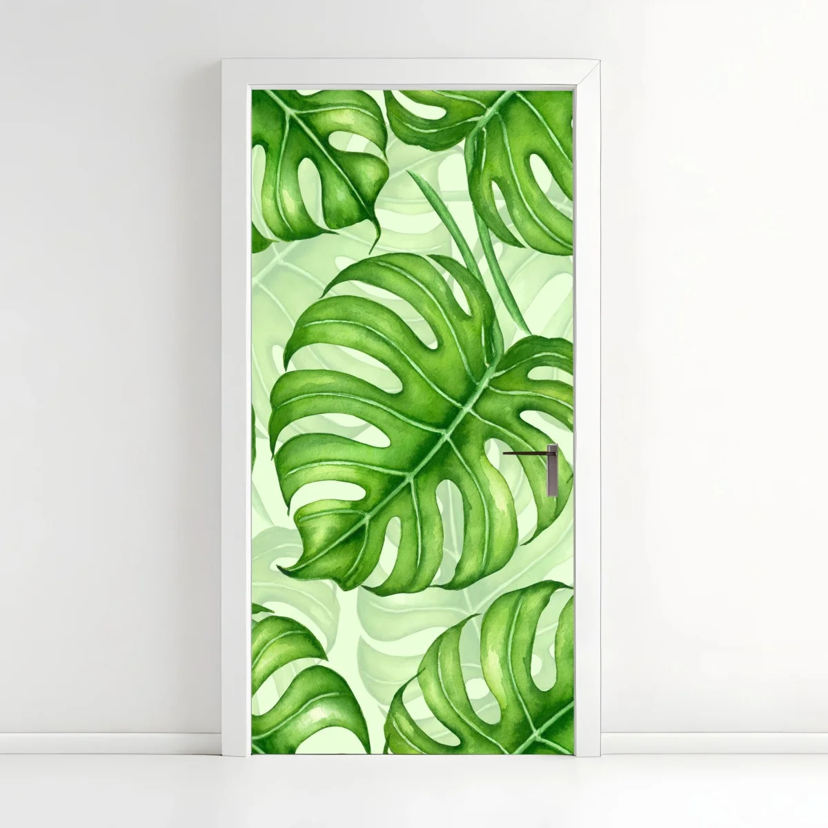 Door sticker watercolor monstera leaf pattern ⁕ Wallissimo® Door sticker watercolor monstera leaf pattern ⁕ Wallissimo®
