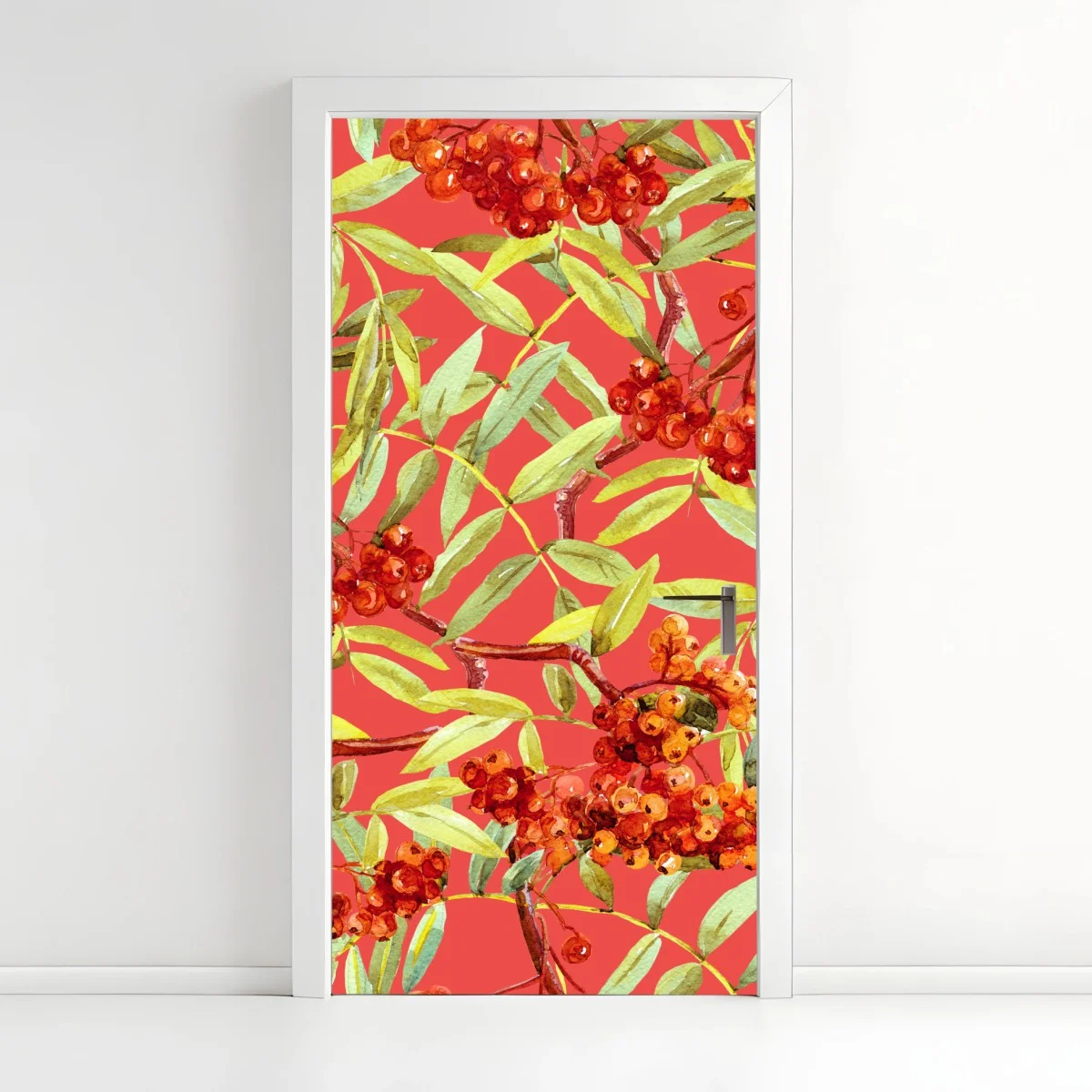 Door sticker watercolor rowan berries pattern • Wallissimo® Door sticker watercolor rowan berries pattern • Wallissimo®