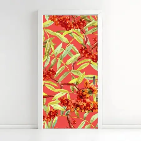 Door sticker watercolor rowan berries pattern • Wallissimo®