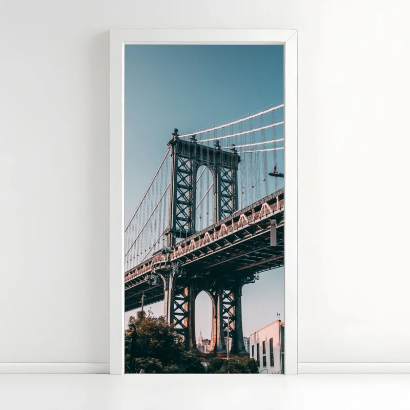 Door sticker Manhattan bridge urban perspective