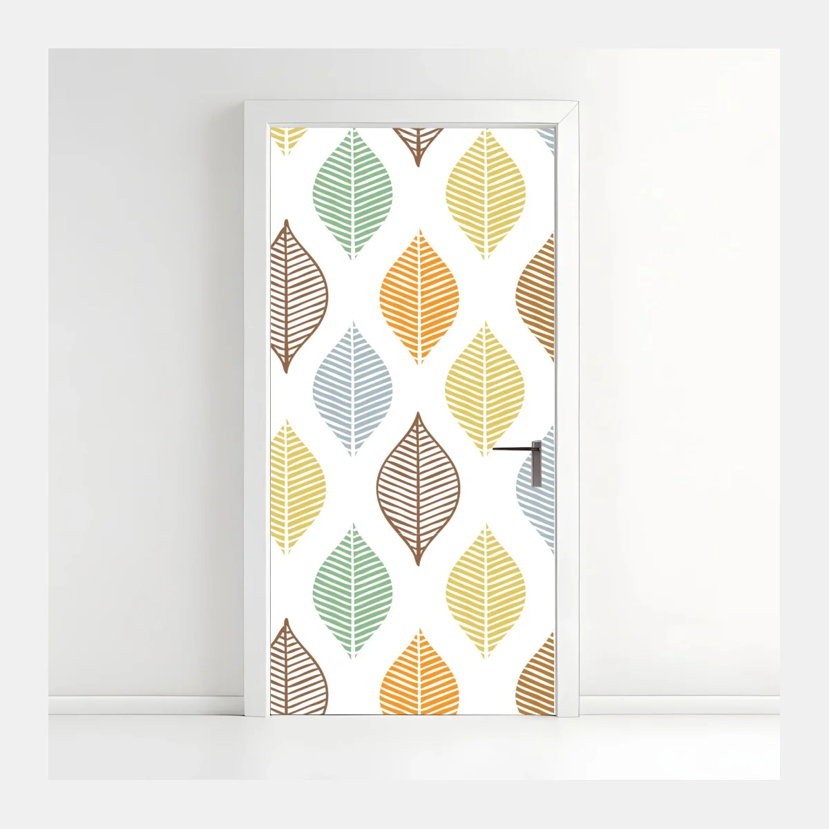 Door sticker pastel leaf pattern wall art • Wallissimo® Door sticker pastel leaf pattern wall art • Wallissimo®