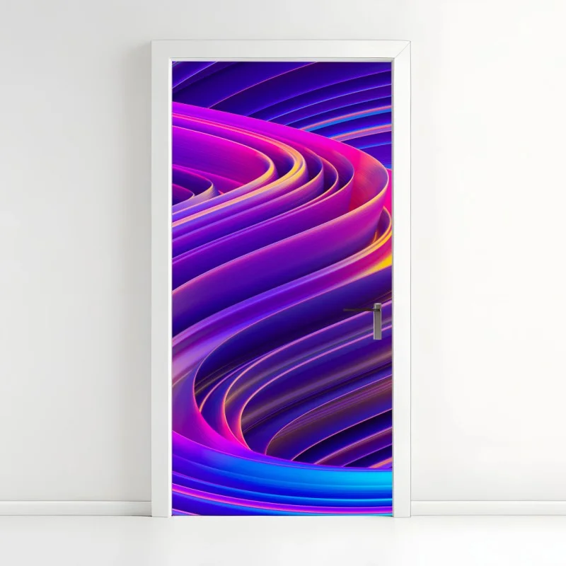 Door sticker vibrant purple 3d ribbon swirl