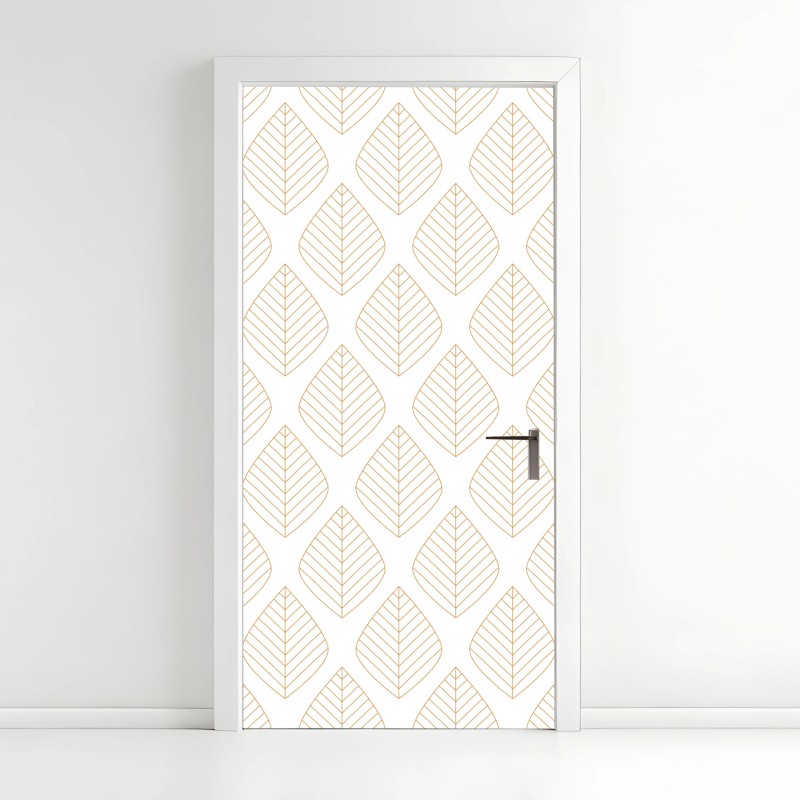 Door sticker elegant gold leaf geometric pattern