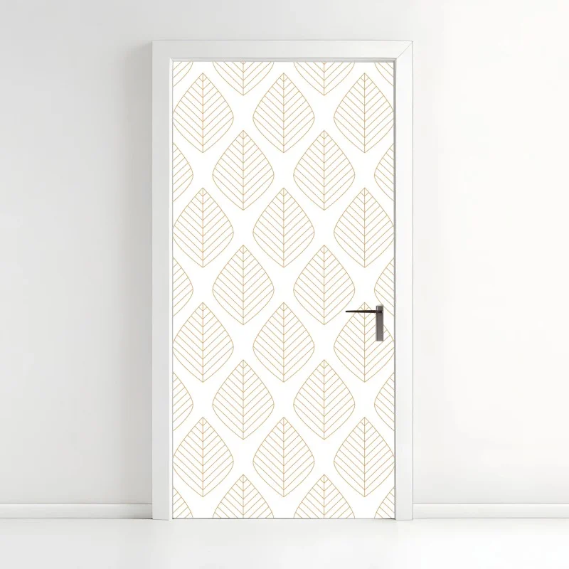 Door sticker elegant gold leaf geometric pattern