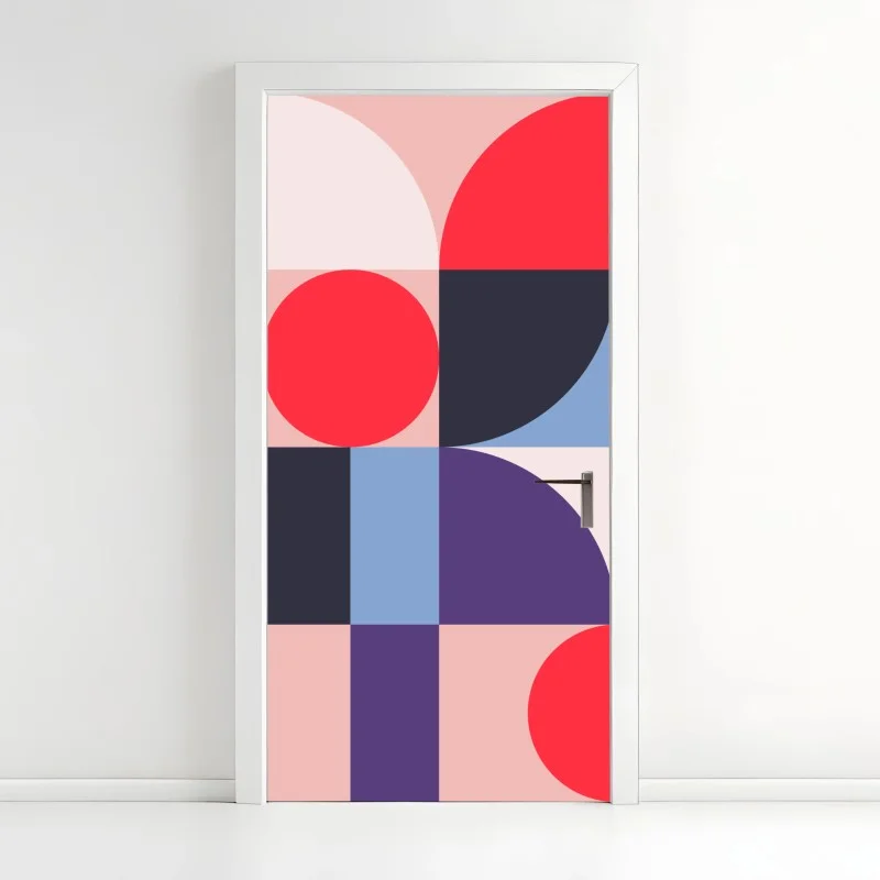 Door sticker geometric pastel shapes composition