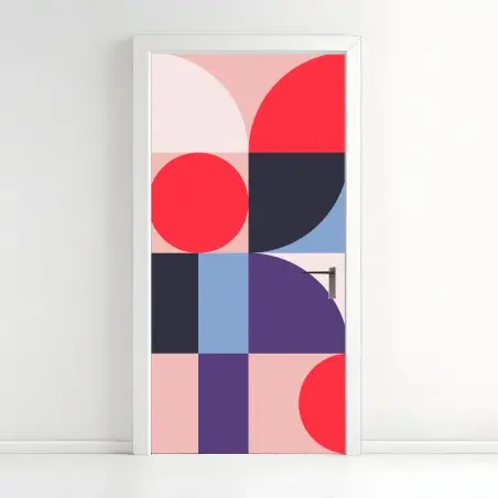 Door sticker geometric pastel shapes composition • Wallissimo®