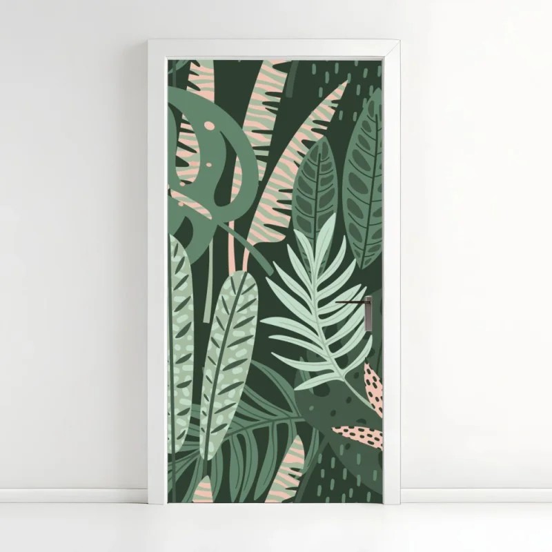 Door sticker tropical leaf botanical pattern