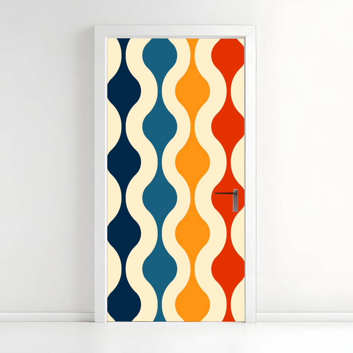 Door sticker retro wavy mid-century pattern • Wallissimo® Door sticker retro wavy mid-century pattern • Wallissimo®