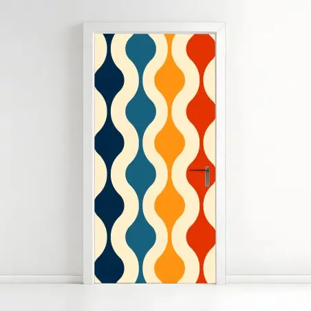 Door sticker retro wavy mid-century pattern • Wallissimo®