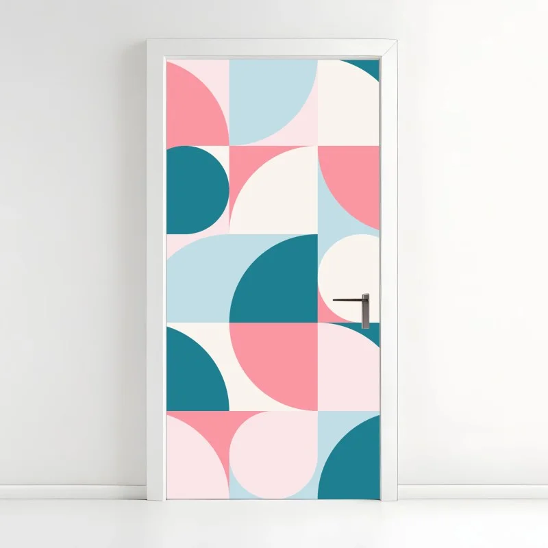 Door sticker pastel geometric mosaic