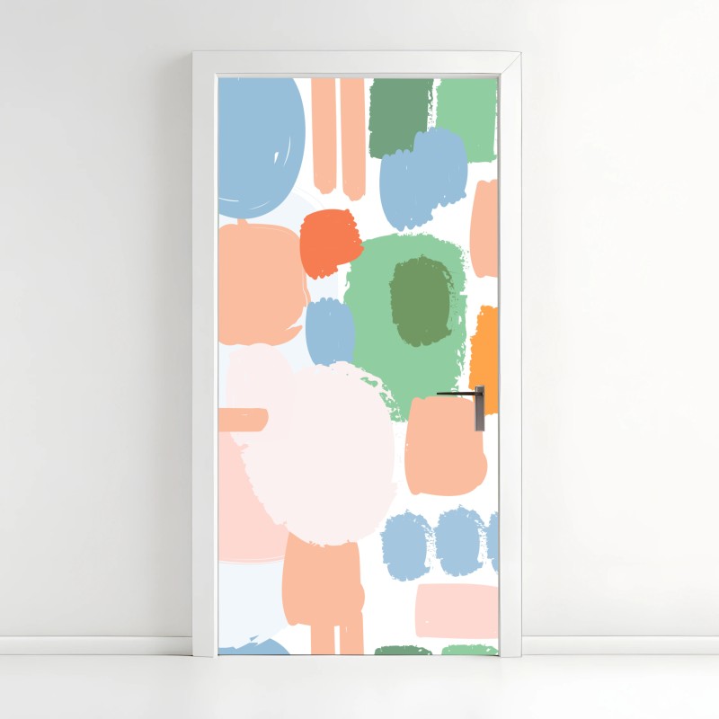 Door sticker pastel brushstroke pattern