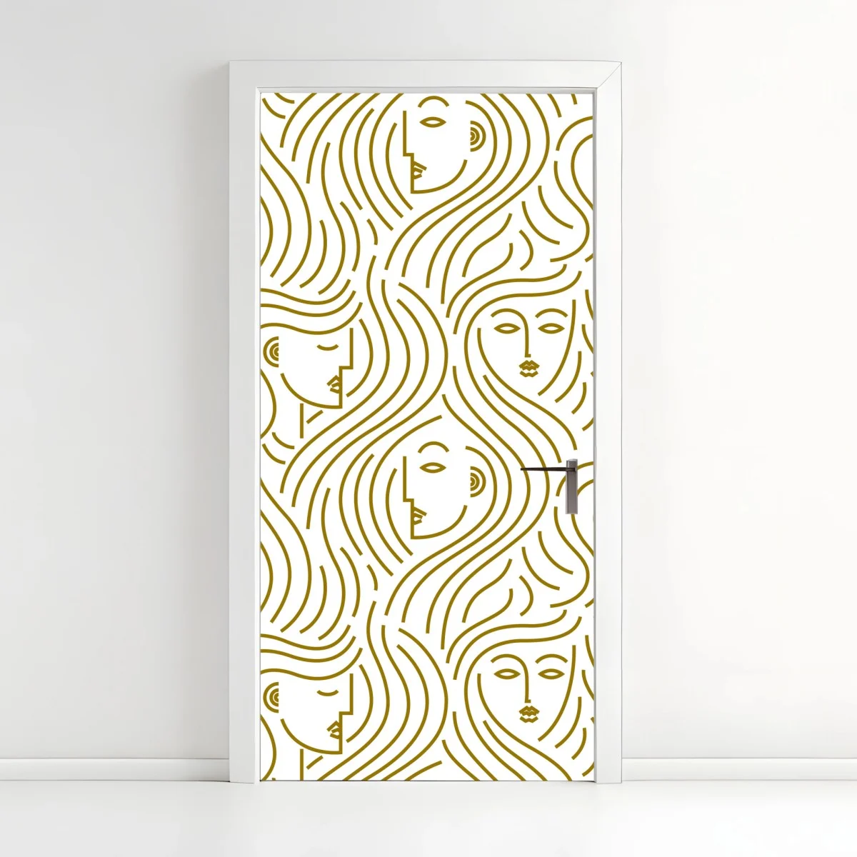 Door sticker golden flowing faces seamless pattern ⁕ Wallissimo® Door sticker golden flowing faces seamless pattern ⁕ Wallissimo®