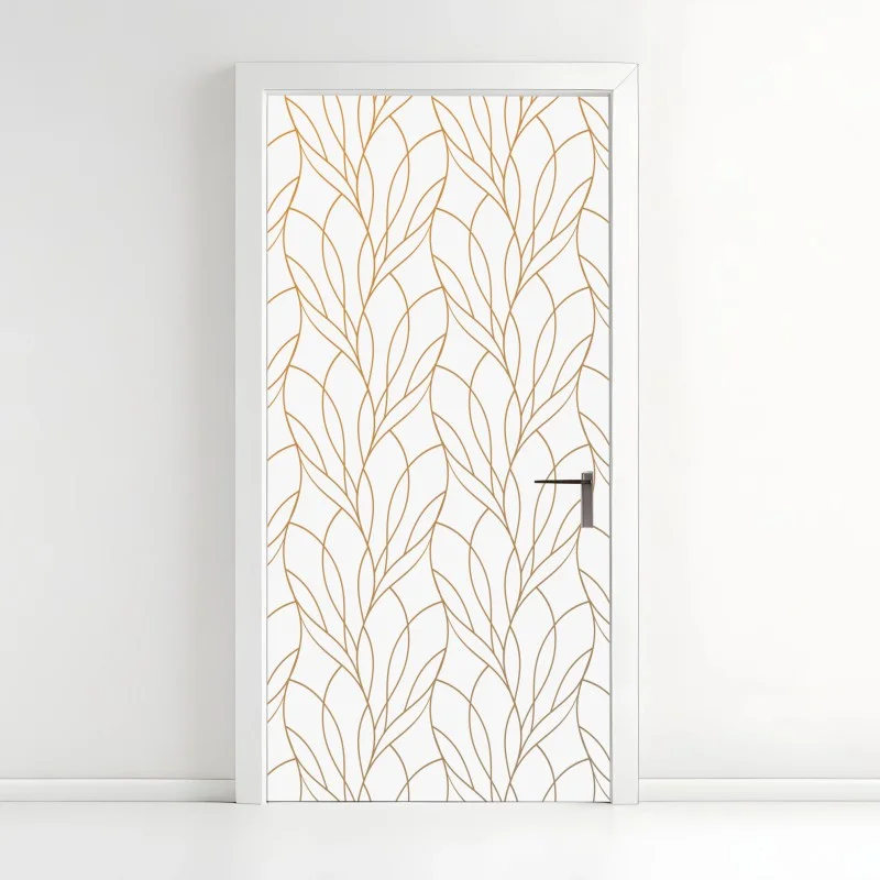 Door sticker golden leaf pattern on white background ⁕ Wallissimo® Door sticker golden leaf pattern on white background ⁕ Wallissimo®