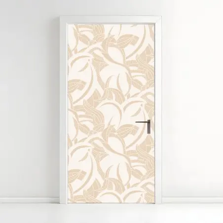 Door sticker beige botanical leaf pattern • Wallissimo®