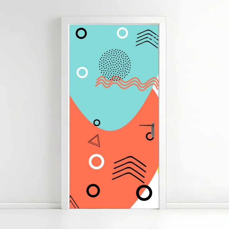 Door sticker playful geometric pattern