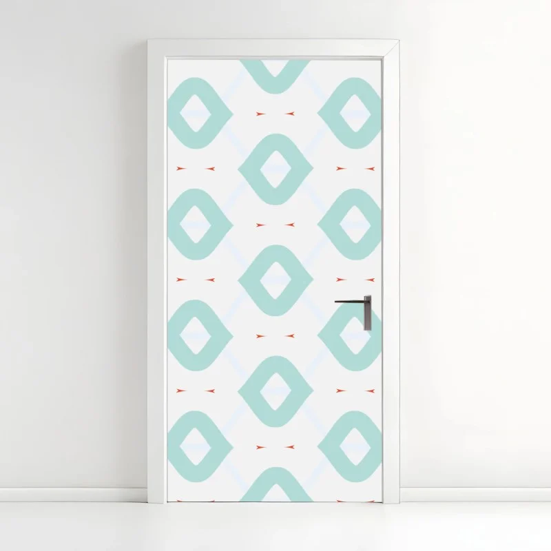 Door sticker turquoise geometric diamond pattern