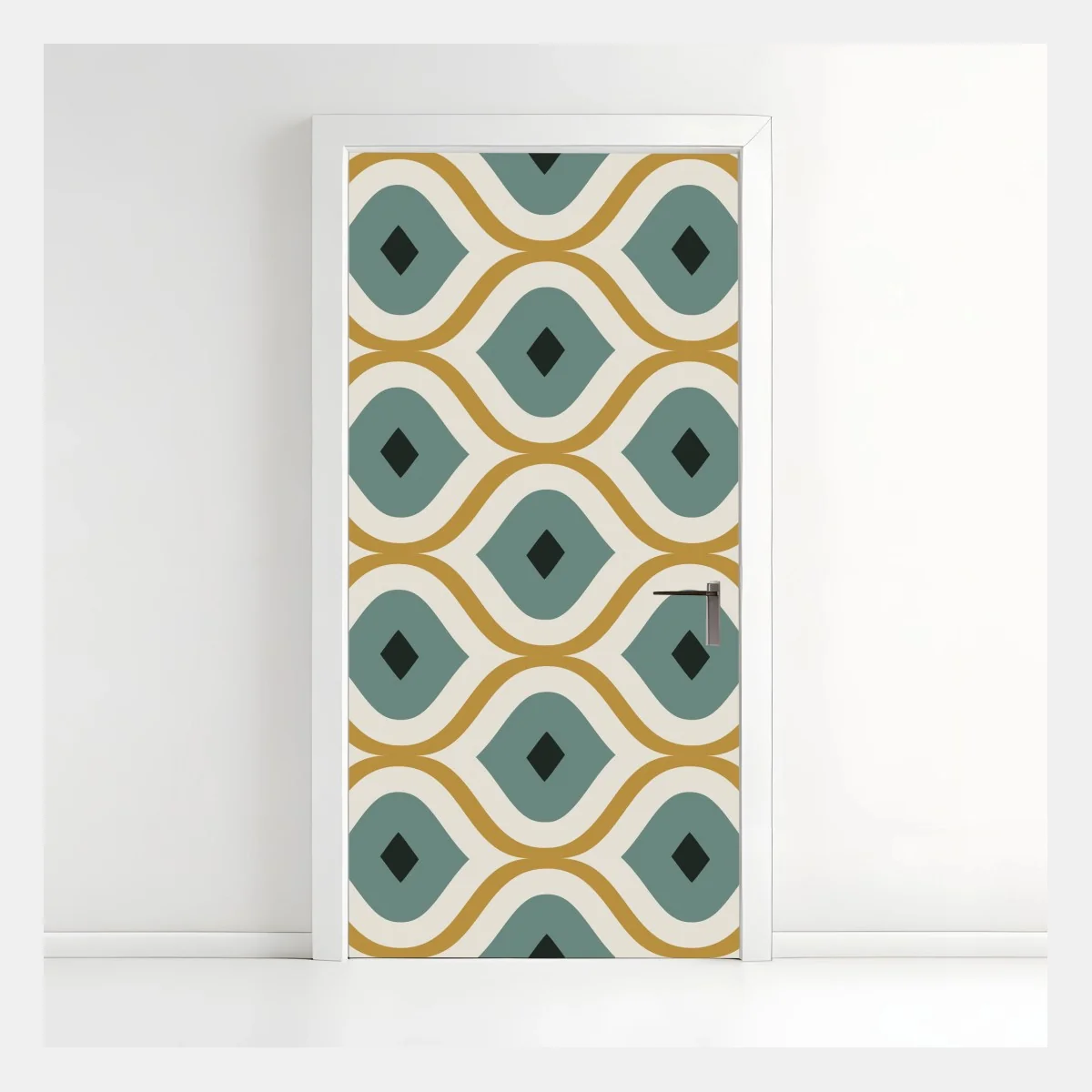 Door sticker teal and gold geometric ornament pattern • Wallissimo® Door sticker teal and gold geometric ornament pattern • Wallissimo®