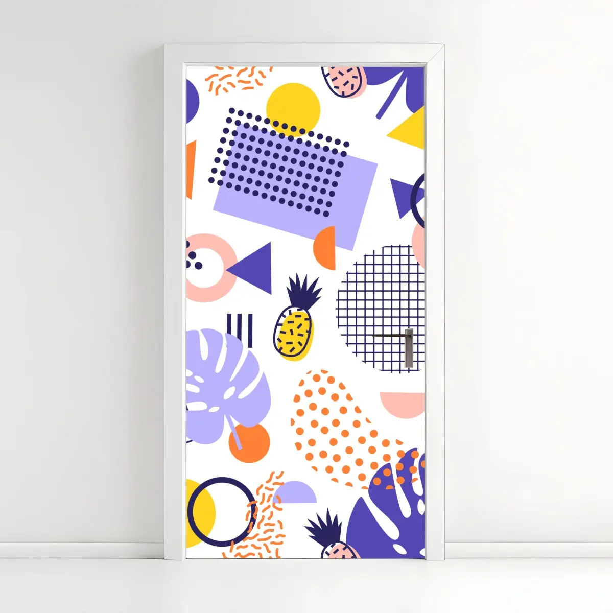 Door sticker playful tropical geometric pattern • Wallissimo®
