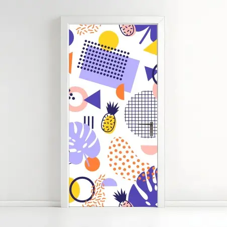 Door sticker playful tropical geometric pattern • Wallissimo®
