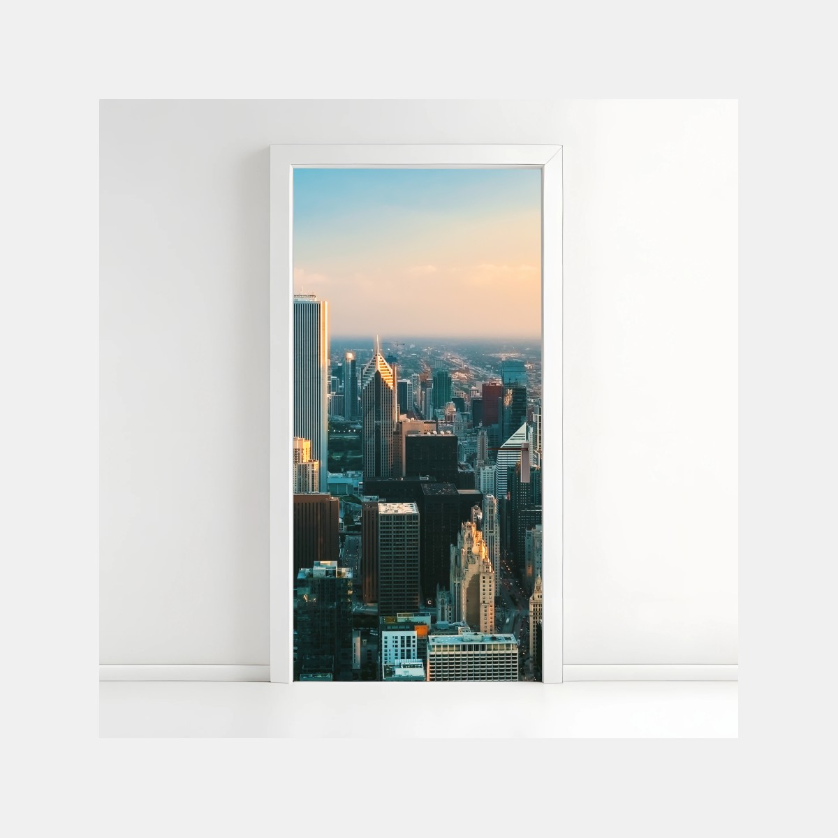 Door sticker Chicago skyline at sunset ⁕ Wallissimo® Door sticker Chicago skyline at sunset ⁕ Wallissimo®