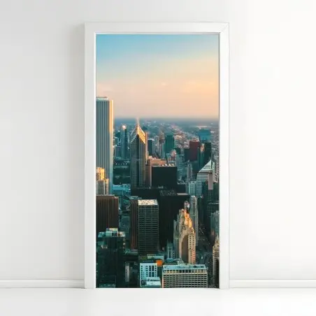 Door sticker Chicago skyline at sunset • Wallissimo®